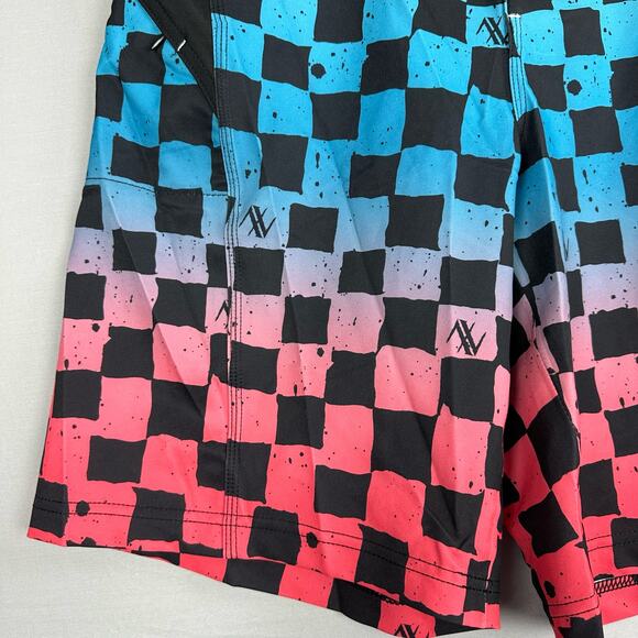 Atwater Checks Men’s 30 Board Shorts Stretch Cinch Fly Side Pocket - Picture 6 of 10